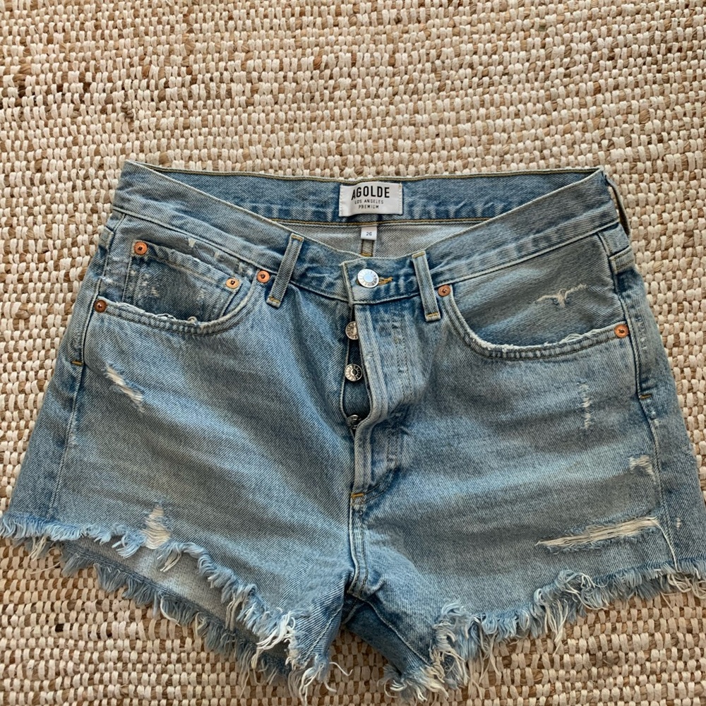AGOLDE Women's Distressed Denim Shorts - size 26